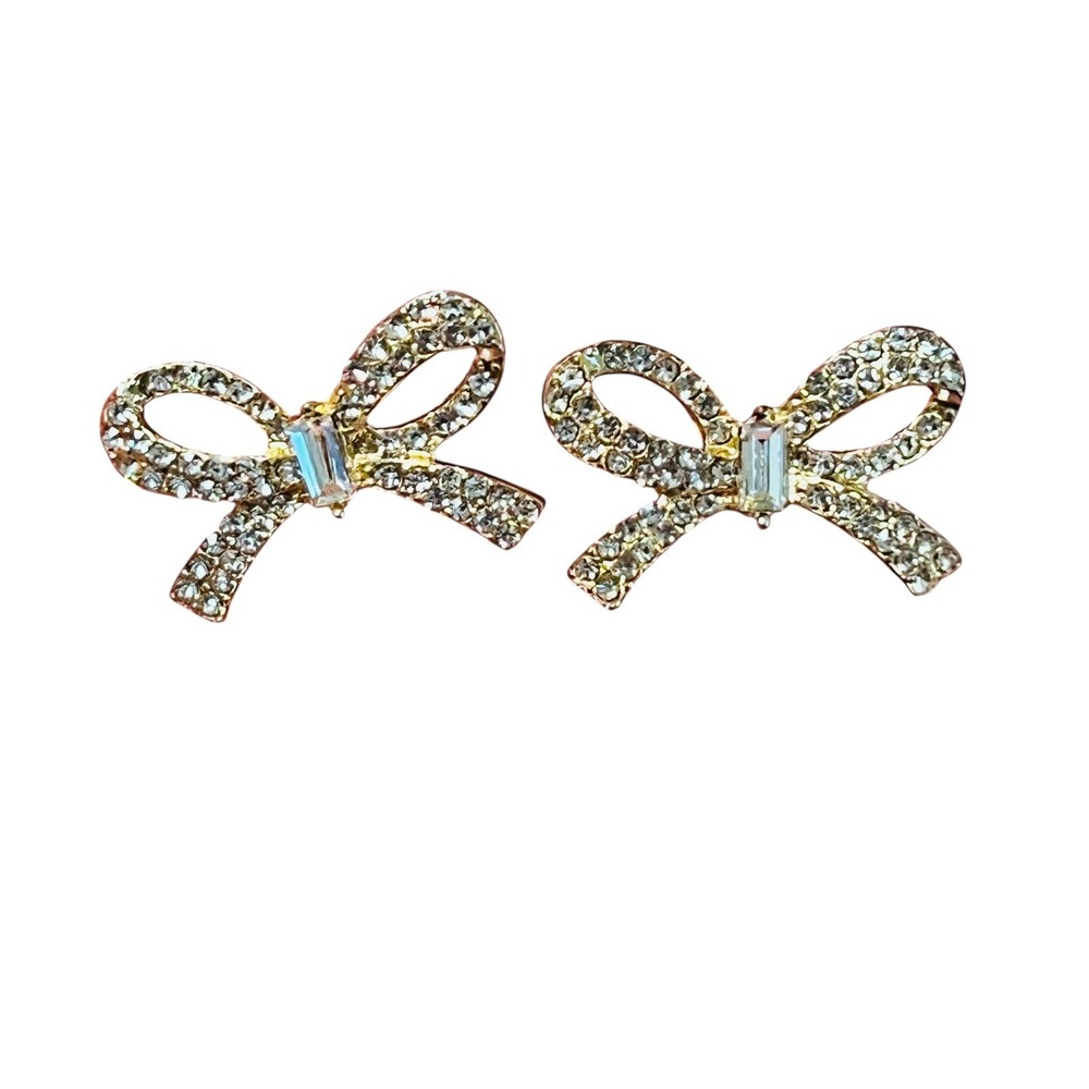 2-in-1 Rhinestone Bow Studs & Pearl Tassel Ear Jackets Coquette Aesthetic